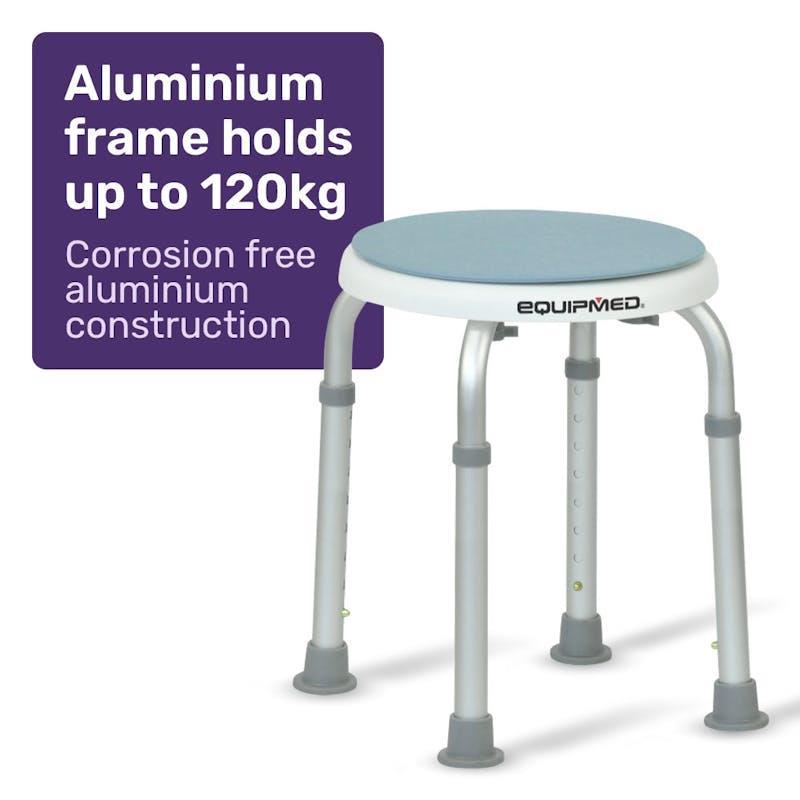 Equipmed Shower Chair Bath Stool with 360-degree Swivel Rotating Seat White & Blue
