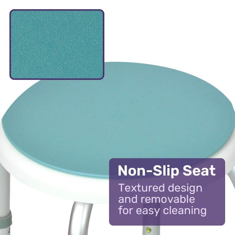 Equipmed Shower Chair Bath Stool with 360-degree Swivel Rotating Seat White & Blue