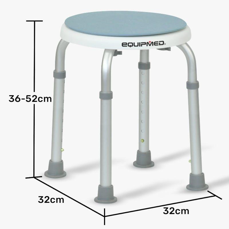 Equipmed Shower Chair Bath Stool with 360-degree Swivel Rotating Seat White & Blue