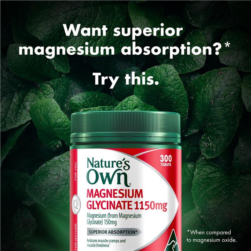 Nature's Own Magnesium Glycinate 1100mg 300 Tablets