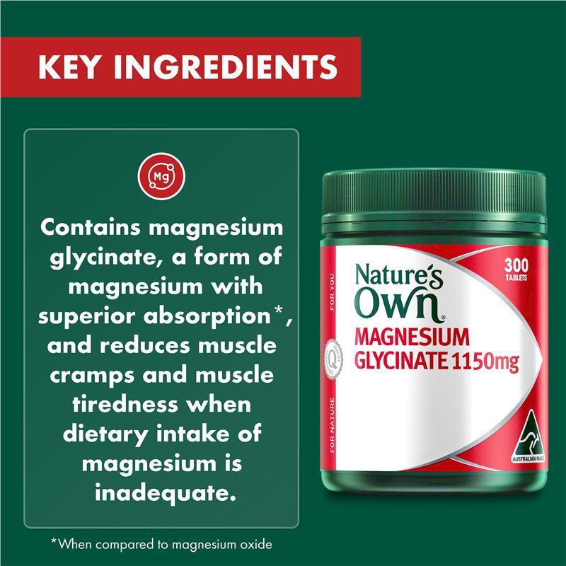 Nature's Own Magnesium Glycinate 1100mg 300 Tablets