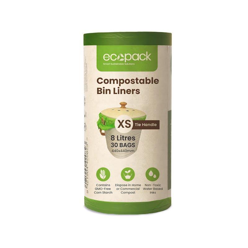 Ecopack 8L Compostable Bin Liners Green Bundle XSmall 4 Rolls/120 Bags