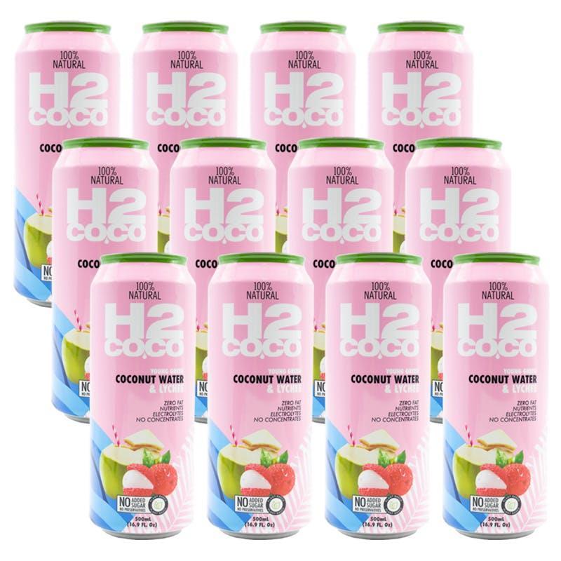 H2Coco 500mL Pure Coconut Water With Lychee 12Pack