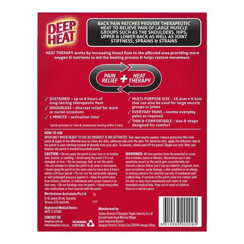 Deep Heat Extra Large Heat Back Patches 6 Pack Exclusive