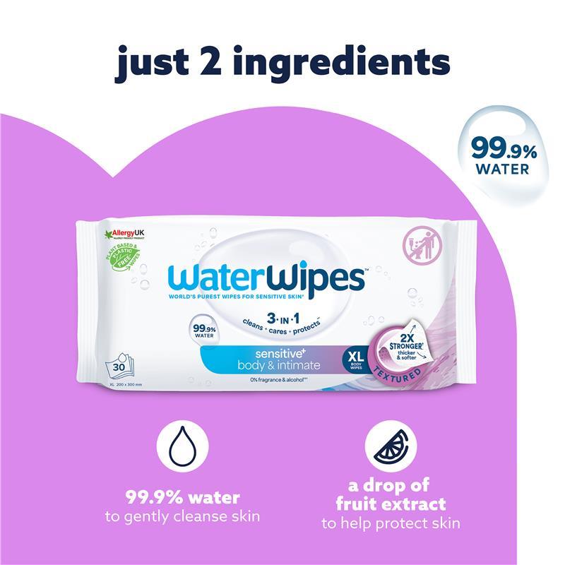 WaterWipes Adult Care Sensitive Intimate Wipes 30 pack