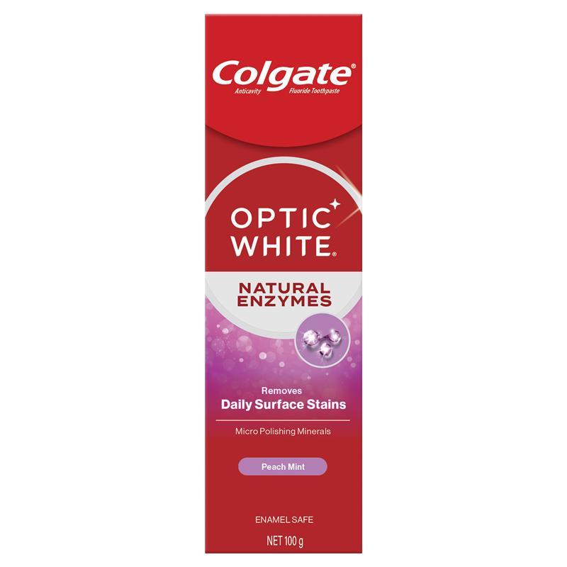 Colgate Toothpaste Optic White Natural Enzymes Peach Mint 100g