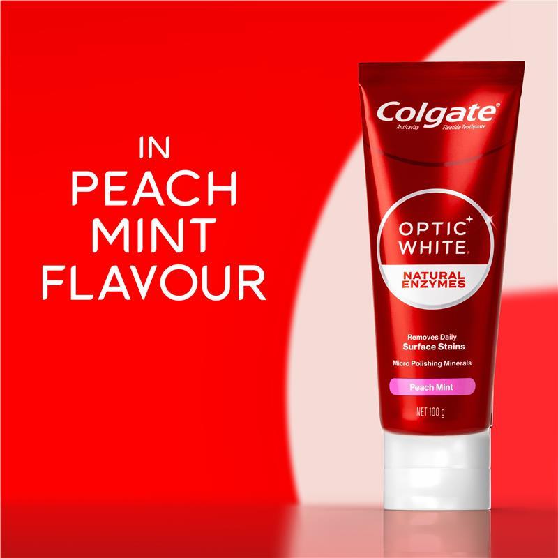 Colgate Toothpaste Optic White Natural Enzymes Peach Mint 100g