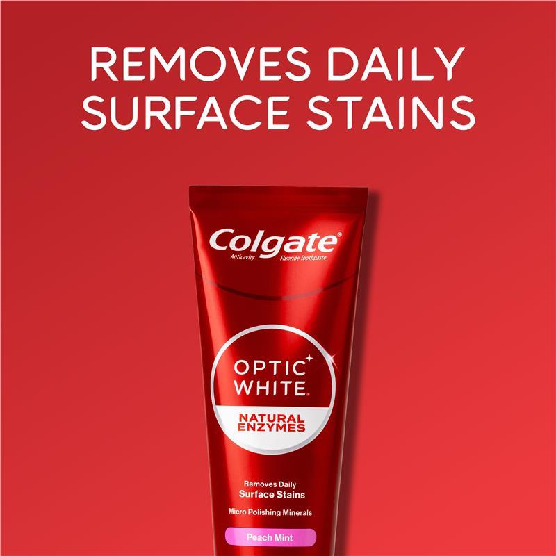 Colgate Toothpaste Optic White Natural Enzymes Peach Mint 100g