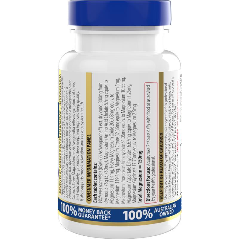 Carusos Super Magnesium + Ashwagandha 42 Tablets
