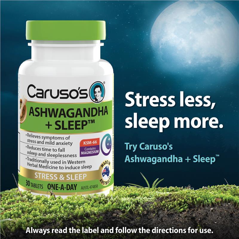 Carusos Ashwagandha + Sleep 30 Tablets