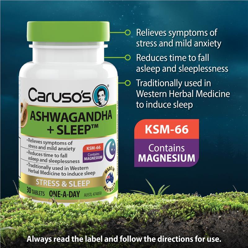Carusos Ashwagandha + Sleep 30 Tablets