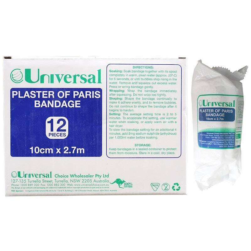 Universal Choice Plaster of Paris Cast Bandage 10cm x 2.7m 12 Pieces/Box