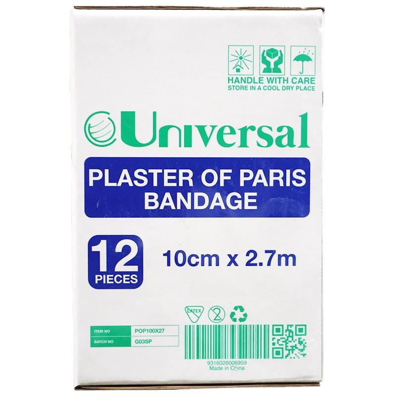 Universal Choice Plaster of Paris Cast Bandage 10cm x 2.7m 12 Pieces/Box