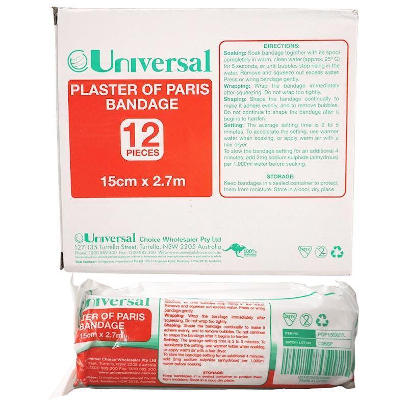 Universal Choice Plaster of Paris Cast Bandage 15cm x 2.7m 12 Pieces/Box
