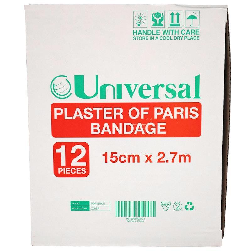 Universal Choice Plaster of Paris Cast Bandage 15cm x 2.7m 12 Pieces/Box