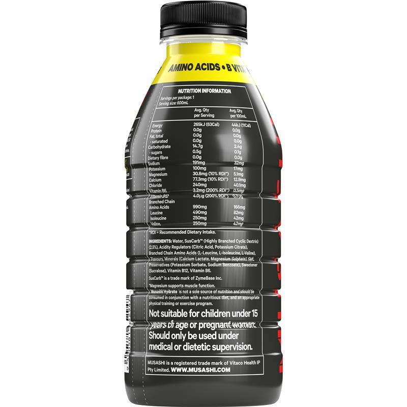 Musashi Hydrate Lemon Lime 600ml