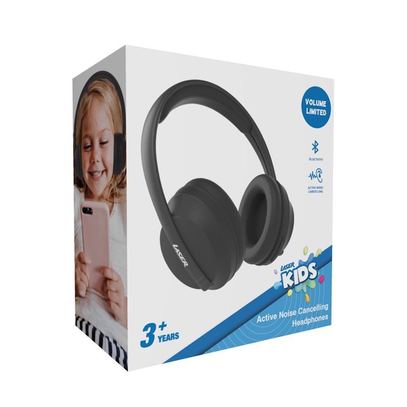 Laser ANC Kids Wireless Headphones - Volume-Limited Black