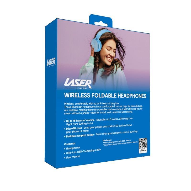 Laser Wireless Foldable Headphones Blue