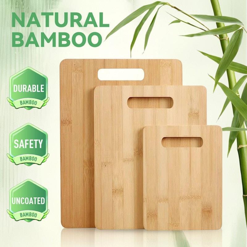 Living Today 3 Piece Bamboo Chopping Board Set for Cutting Serving Cheese Bundle
