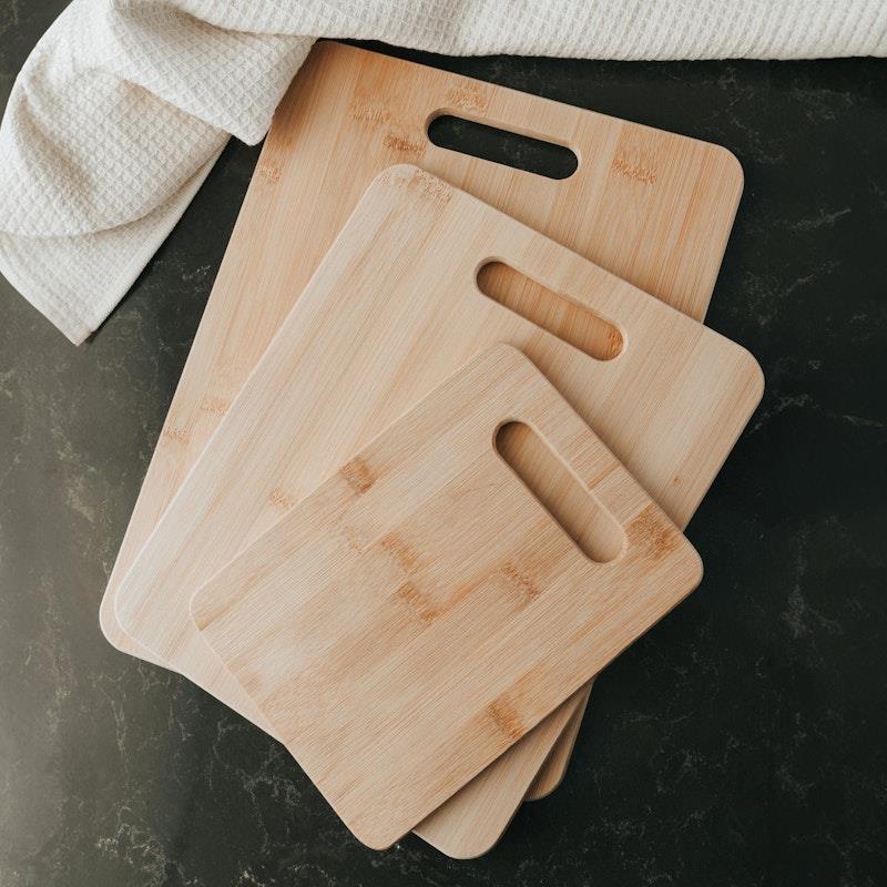 Living Today 3 Piece Bamboo Chopping Board Set for Cutting Serving Cheese Bundle