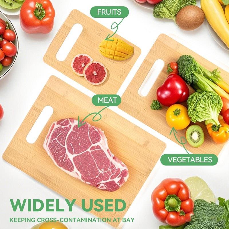 Living Today 3 Piece Bamboo Chopping Board Set for Cutting Serving Cheese Bundle