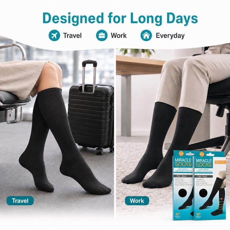 Living Today Compression Socks 2 Pack Travel Work Everyday Support - S/M