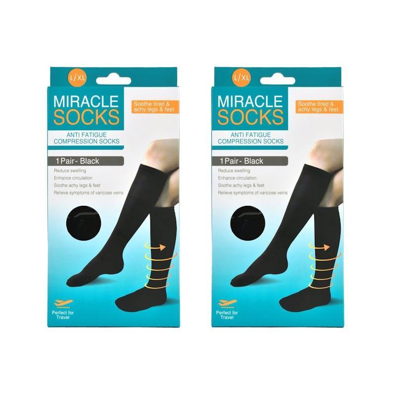 Living Today 2 Pack Unisex Miracle Compression Support Socks – Large/XL Bundle