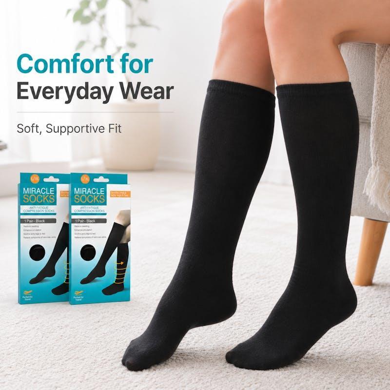 Living Today 2 Pack Unisex Miracle Compression Support Socks – Large/XL Bundle