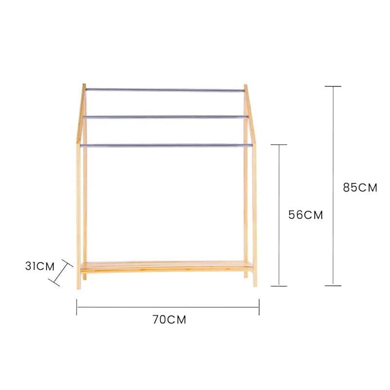 Clevinger Bamboo Towel Holder with 3 Rails & Shelf 85cm 1Unit