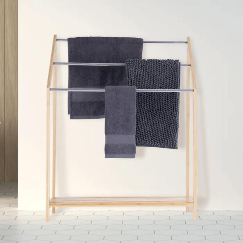 Clevinger Bamboo Towel Holder with 3 Rails & Shelf 85cm 1Unit