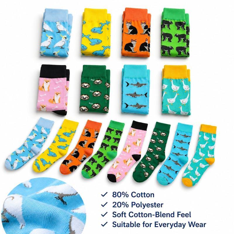 Sock Exchange 8 Pack Novelty Funny Socks Assorted Fun Designs Size 5-13 Bundle