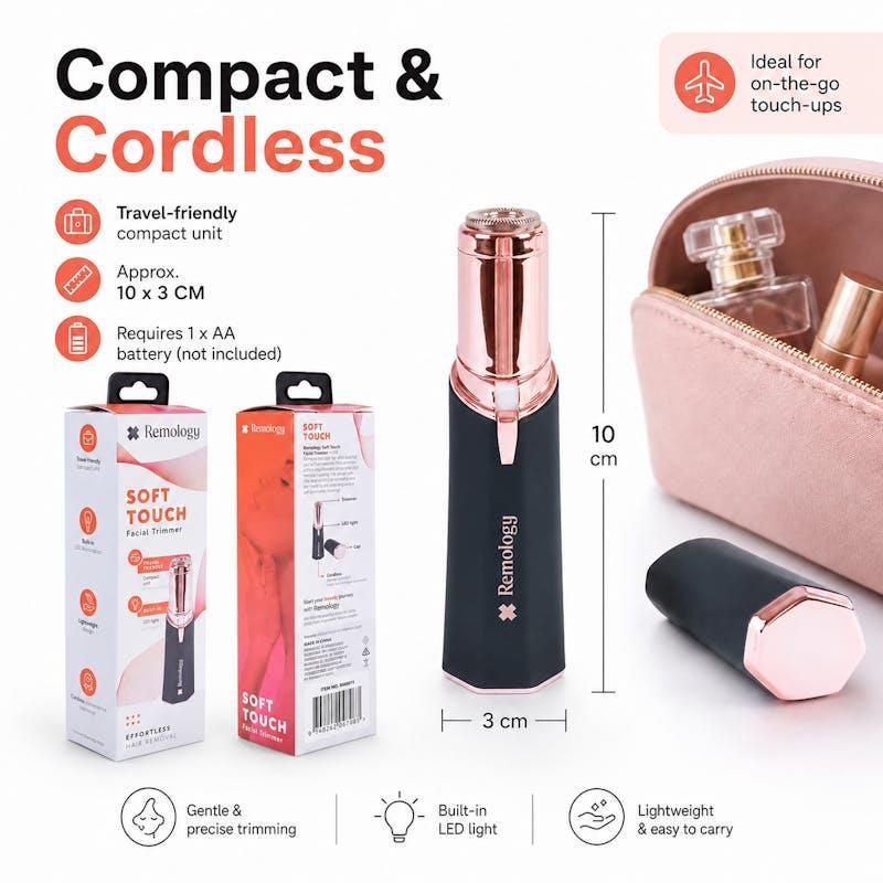 Remology Soft Touch Women's Facial Hair Remover with LED Light Precision Trimmer 1Unit