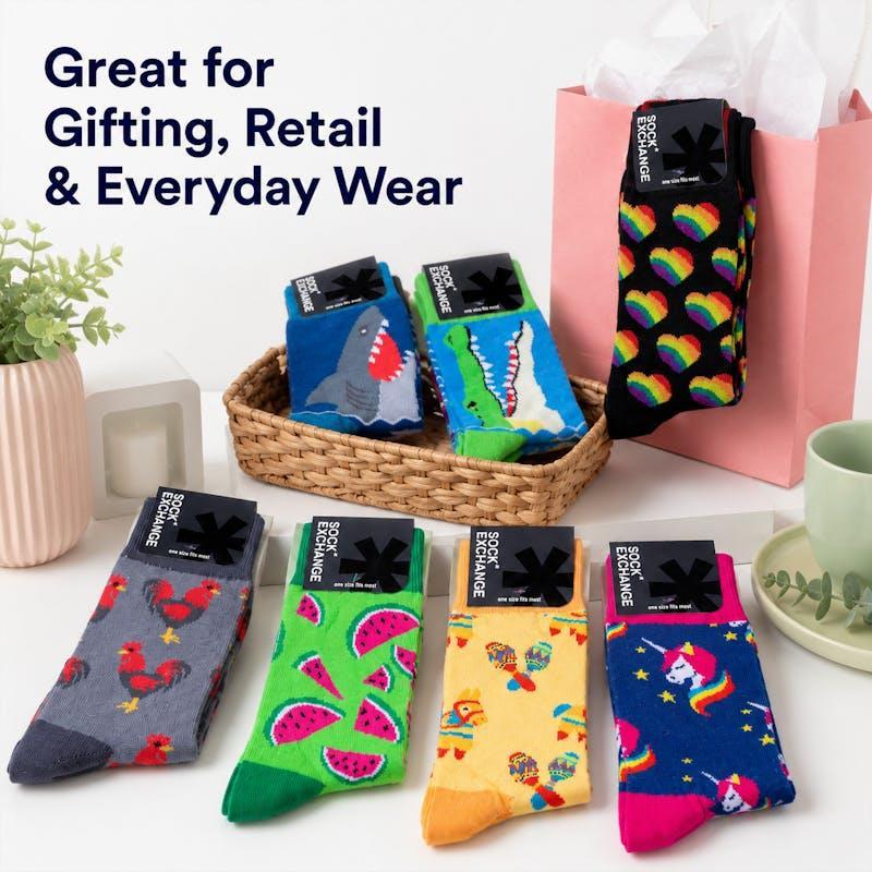 Sock Exchange 240 Pack Novelty Socks Colourful Assorted Designs Gift Collection Bundle