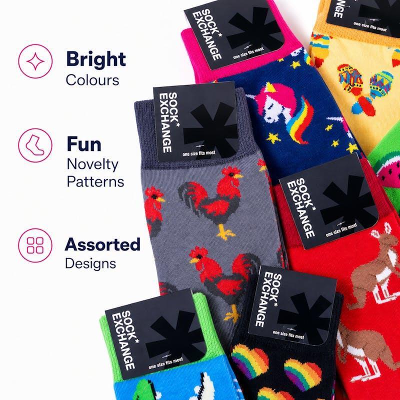 Sock Exchange 240 Pack Novelty Socks Colourful Assorted Designs Gift Collection Bundle
