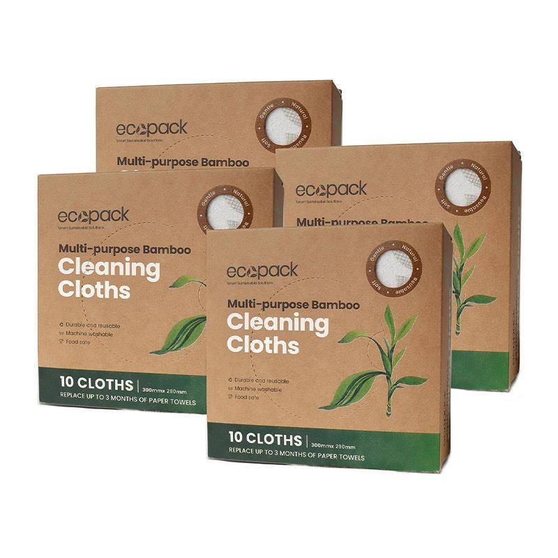 Ecopack Multi-Purpose Bamboo Cloths Bundle 4 Boxes/40 Cloths