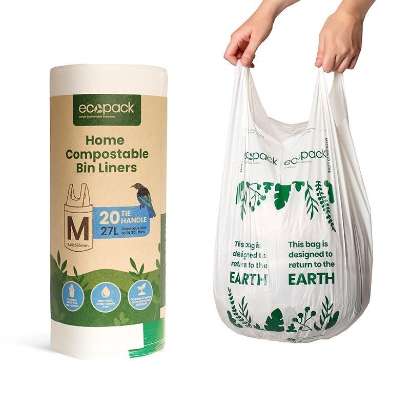 Ecopack 27L Compostable Bin Liners Bundle Medium 4 Rolls/80 Bags