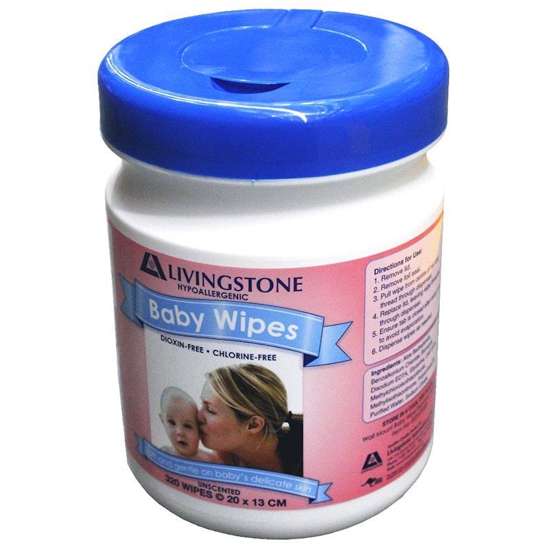 Livingstone Baby Wipes Mild Scent 20 x 13 cm 320 Pieces/Tub