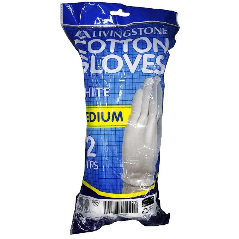 Livingstone Cotton Gloves Medium 12 Pairs/Bag