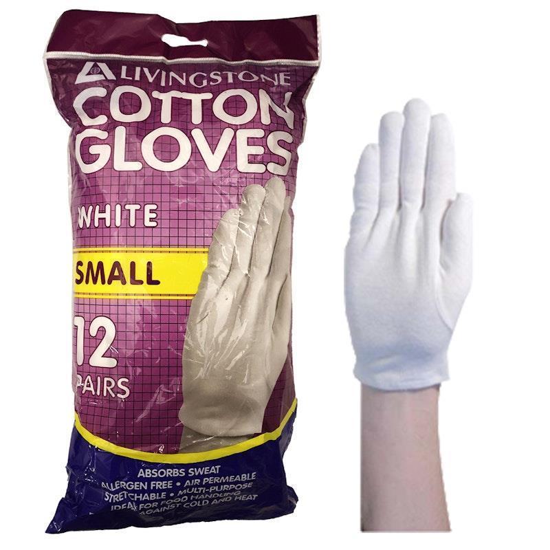 Livingstone Cotton Gloves Small 12 Pairs/Bag