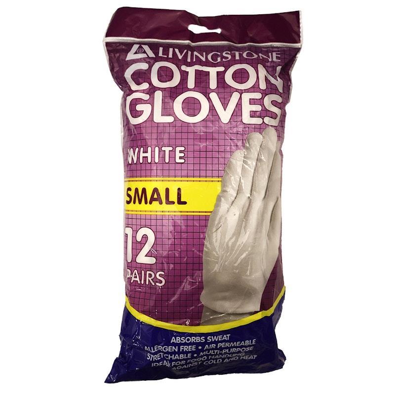 Livingstone Cotton Gloves Small 12 Pairs/Bag