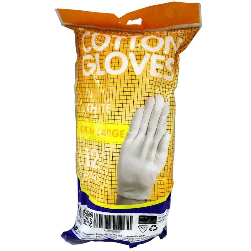 Livingstone Cotton Gloves Extra Large 12 Pairs/Bag