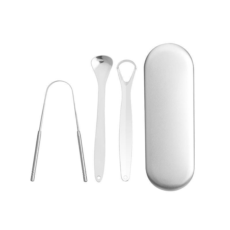 Caremax 3 Pieces Stainless Steel Tongue Scraper with Case Pack