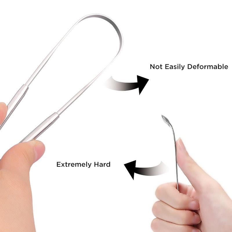 Caremax 3 Pieces Stainless Steel Tongue Scraper with Case Pack