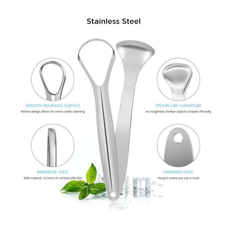 Caremax 3 Pieces Stainless Steel Tongue Scraper with Case Pack