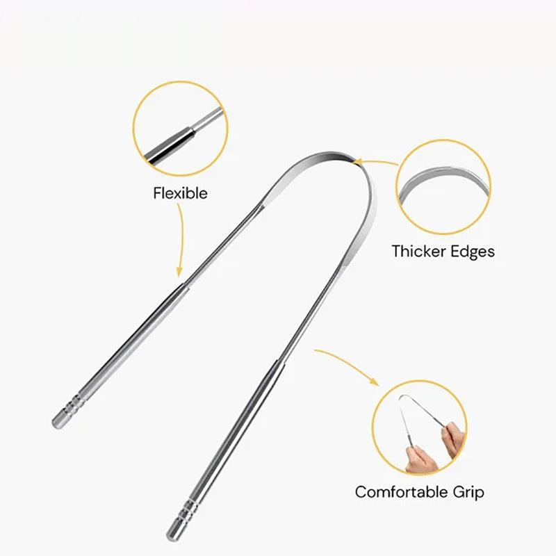 Caremax 3 Pieces Stainless Steel Tongue Scraper with Case Pack