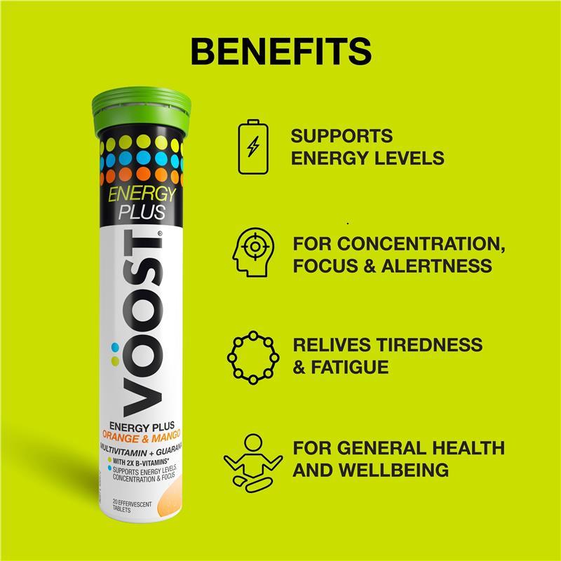 Voost Energy Plus Orange & Mango Effervescent 60 Pack Exclusive Size