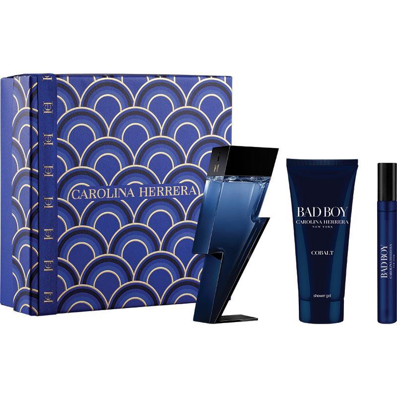 Carolina Herrera Bad Boy Cobalt Eau De Parfum 100ml + Shower Gel 100ml + Eau De Parfum 10ml 3 Piece Set