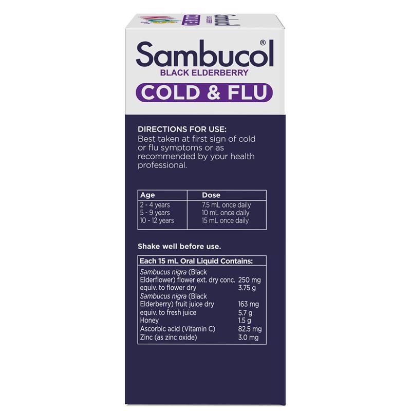 Sambucol Kids Cold & Flu Liquid 250ml Exclusive Size