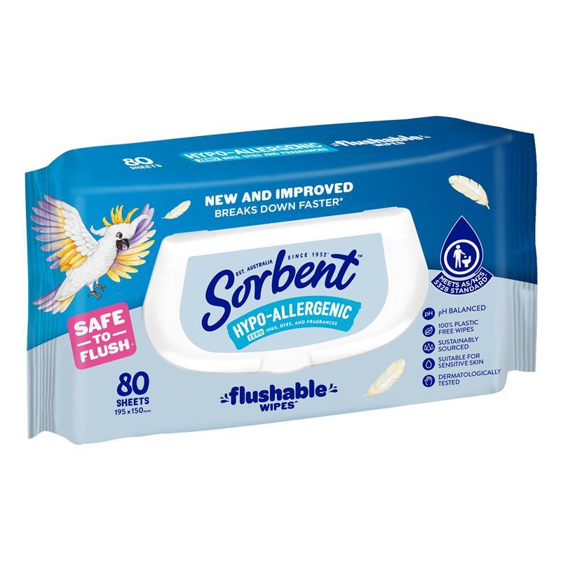 Sorbent Hypo Allergenic Wipes 80 Pack