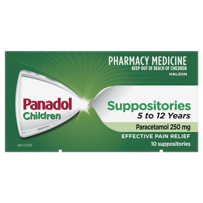 Panadol 250mg 5-12 Years 10 Suppositories